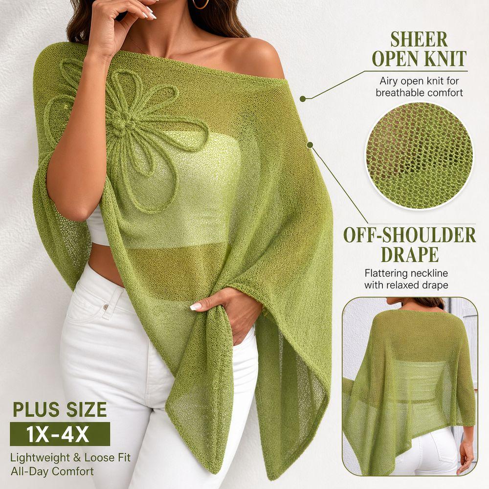 Off Shoulder Poncho Tops Sheer Design Crochet Poncho Stylish Sheer Top  Beach Wear