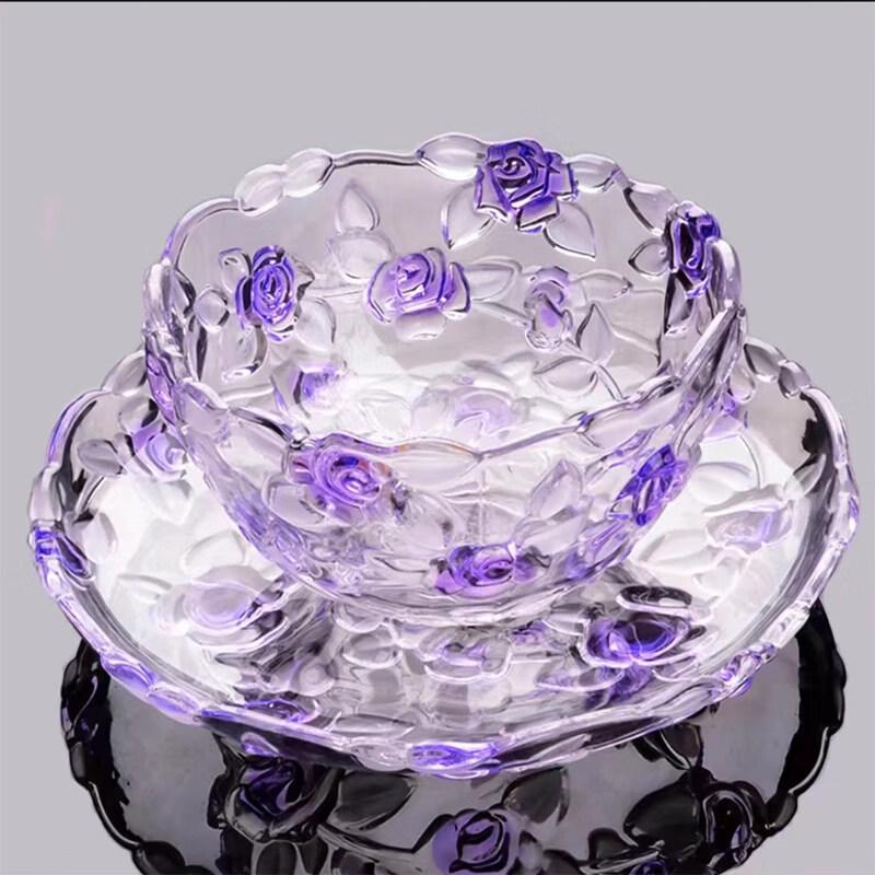 Flavinmci European Rose Glass Fruit Plate & Bowl Set