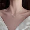 Simple Double Heart Pendant Necklace For Women Couple Alloy Silver Color Clavicle Chain Wedding Party Friends Jewelry Gift