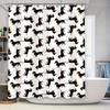 Яркая черно-белая шторка для душа с рисунком таксы для декора ванной комнаты, современный домашний аксессуар с набором колец-крючков, размер: 72x72''