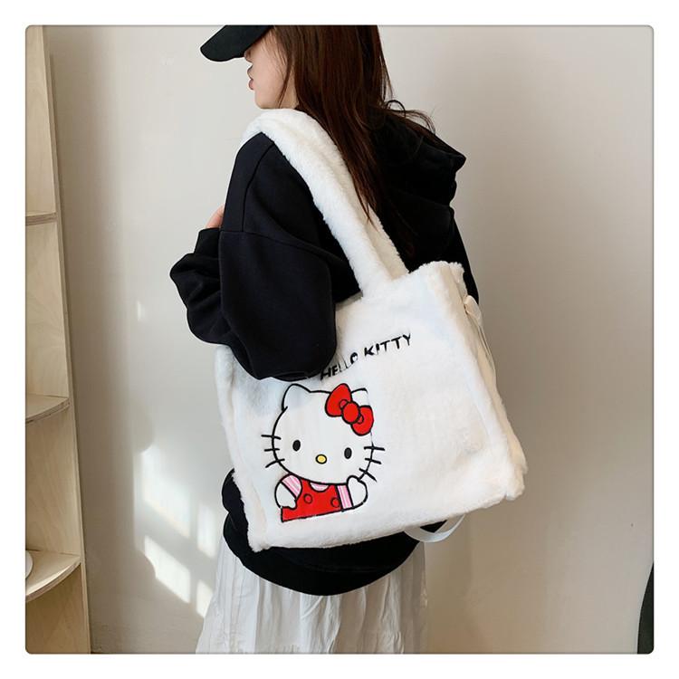 Hello Kitty Stitch Labubu Plush Shoulder Bag With Zipper Closure For Daily Casual Use