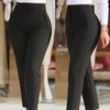 2024 Women's European and American Slim Solid Color Pleated Zipper Suit with Nine-Point Pants