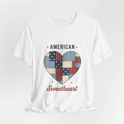 American Sweetheart Heart Patchwork Unisex TShirt 4th Of July Gift