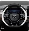 AAABP1 Leather Car Steering Wheel Cover for Skoda Karoq Enyaq Superb Enyaq Kodiaq Scala Fabia Octavia 2024 2025 2026 Accessories