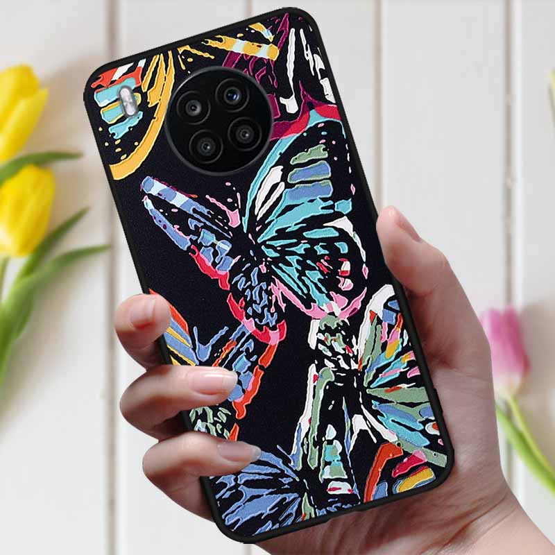 Чехол для Huawei Honor 50 Lite, чехол для телефона, мягкий силиконовый ТПУ задние чехлы для Huawei Nova 8i / Honor50 Lite, 3D тиснение, чехлы с цветами