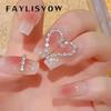 24Pcs False Nails Ice Through Fake Nails Glitter Nail Tips Rhinestone Artificial Nails Butterfly French Tips Nail Art Tools