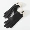 Autumn Winter Modal Women Warm Gloves Korean Fleece Lined Touchscreen Plush Color Block Riding Finger Gloves