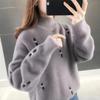 Autumn and Winter Women Sweater Loose Style with Lazy Half-turtleneck and Velvet Padded Knitted Bottoming Shirt