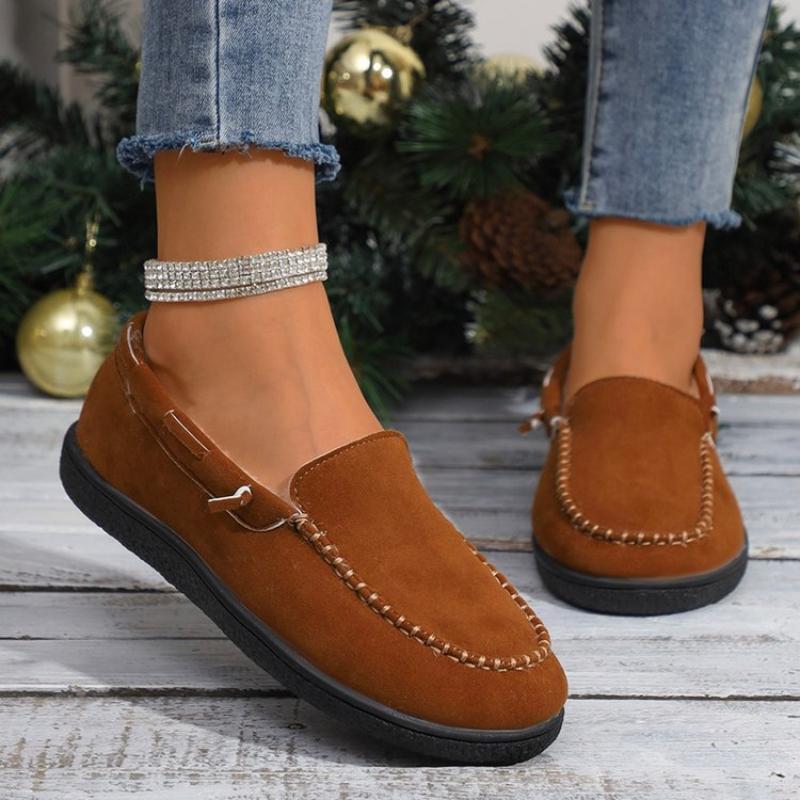 Shoes for Women 2024 Slip-on Women's Flats Fashion Solid Casual Flat Round Toe Light Loafers Women's Fleece Shoes Zapatos Mujer
