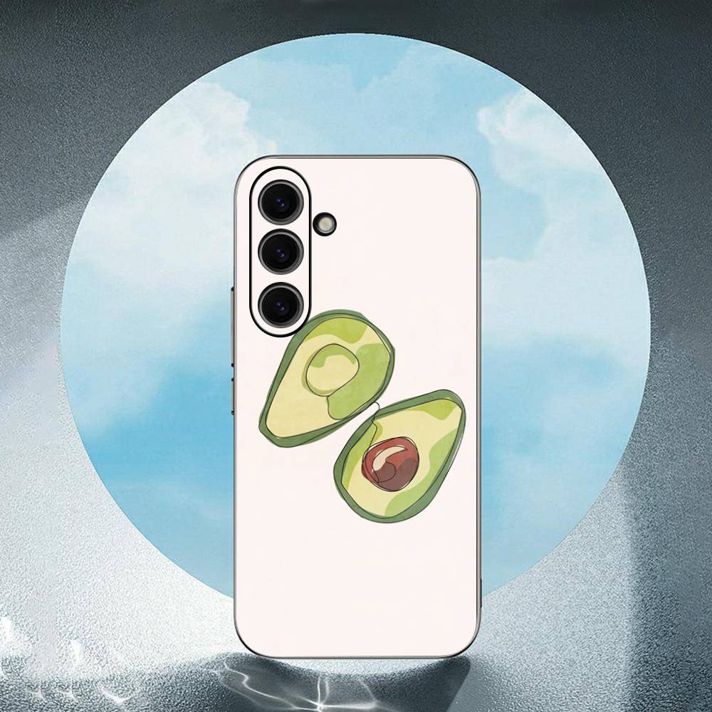 Милый мультяшный авокадо Роскошный черный чехол для телефона для Samsung Galaxy S23 S24 S25 Ultra S22 Plus S21