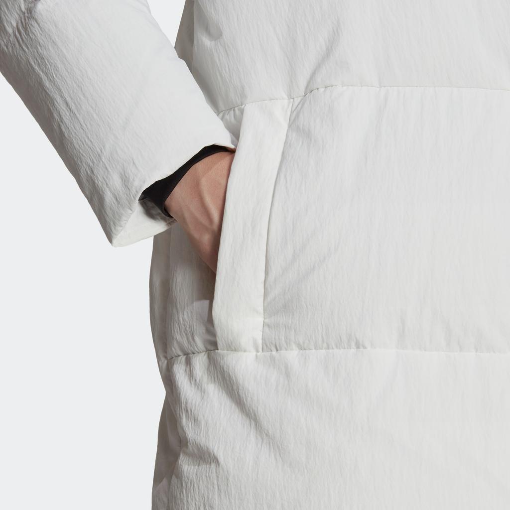 Adidas W Big Baffle C Solid Logo Hooded Loose Long Bread Down Jacket Women Outerwear White HN9939