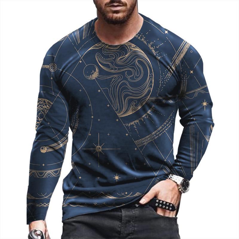 Spring Autumn Men Casual 3D Digital Print Hip Hop T Shirt Men Sport Long Sleeve Round Neck Fitness Tops T Shirt