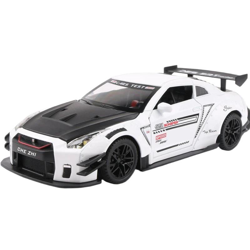 1/24 Skyline Ares Nissan GTR R34 R35 литой спортивный автомобиль модель литой металл гоночный автомобиль модель имитация звука света детские игрушки подарок