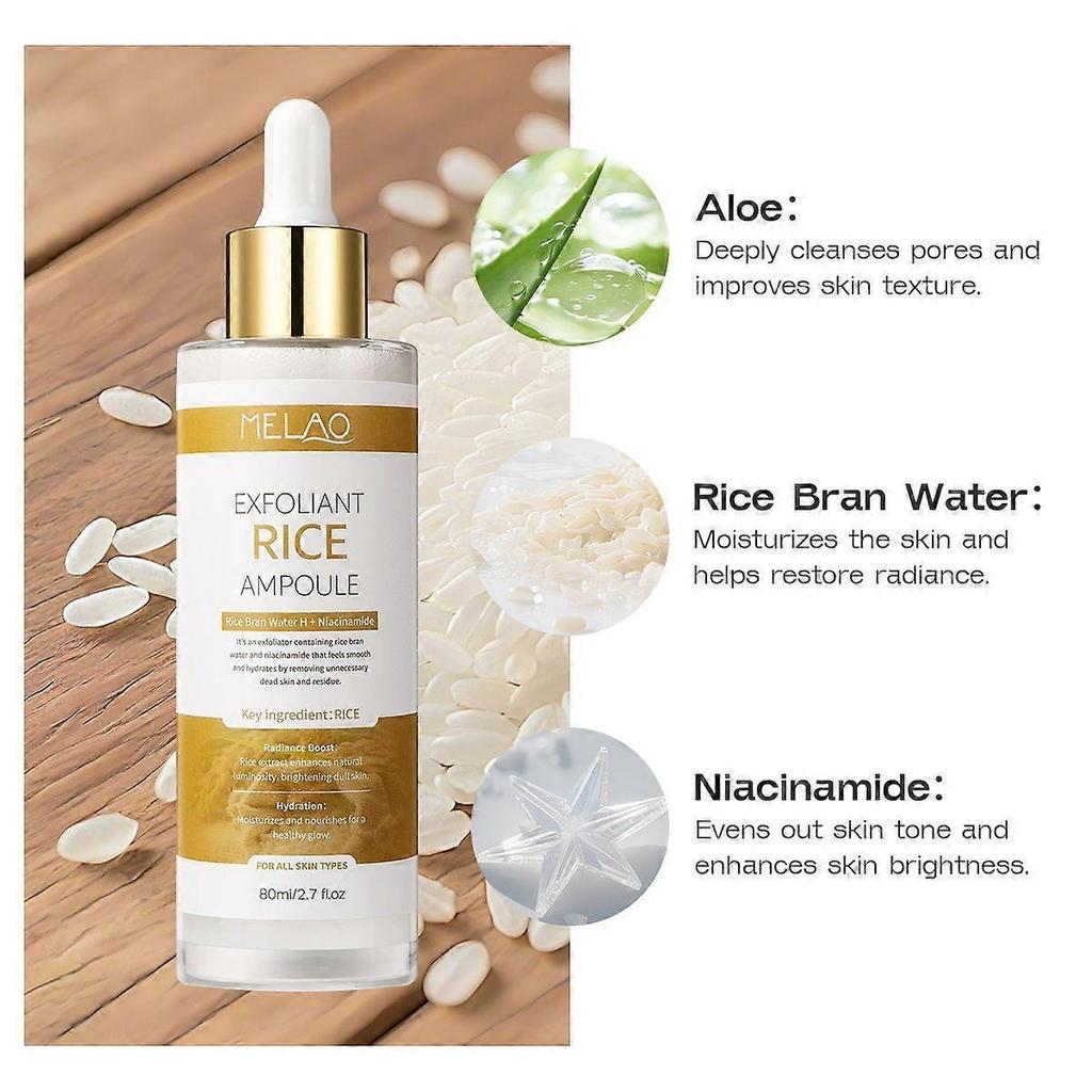 Black Rice And White Rice Exfoliant Toner, Peel Shot Glow Rice Ampoule Duo, Moisturizing Niacinamide Ampoule for Daily Skincare, Pore Minimizer for Al