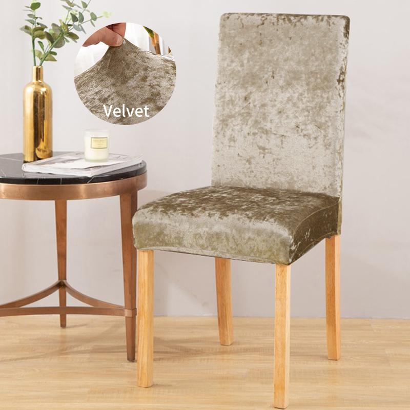 Universal Elastic Velvet Dining Chair Cover Slipcover for Kitchen Wedding Banquet Hotel Seat Protection