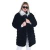 Женское пальто больших размеров Ynts9009 с застежкой выше колена со специальным воротником из плюша с длинным рукавом, черное