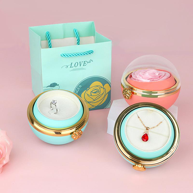 Вращающаяся шкатулка для украшений ко Дню святого Валентина, декоративная вечная цветочная упаковка для дня рождения, прозрачная подарочная коробка, аксессуары