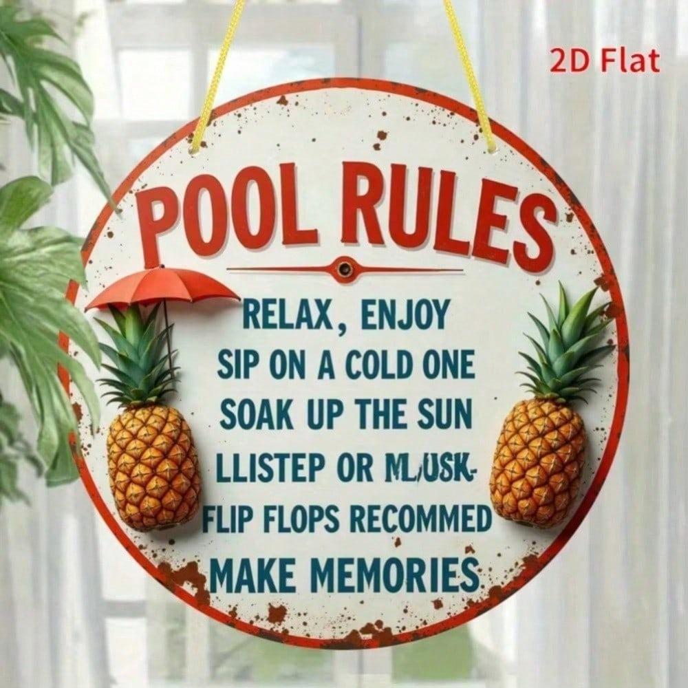 Vintage Metal Tin Sign Pool Rules Wall Decor for Home Bar Man Cave Gift