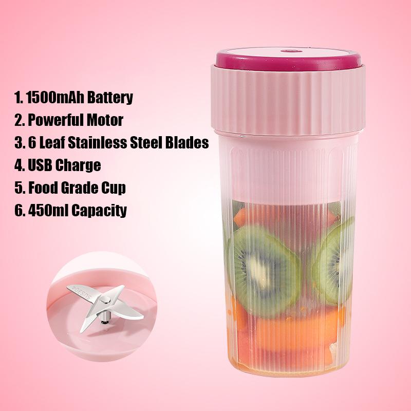Мини-электрический блендер, портативная соковыжималка для фруктов, чашка, зарядка через USB, миксер для смузи, молочных коктейлей