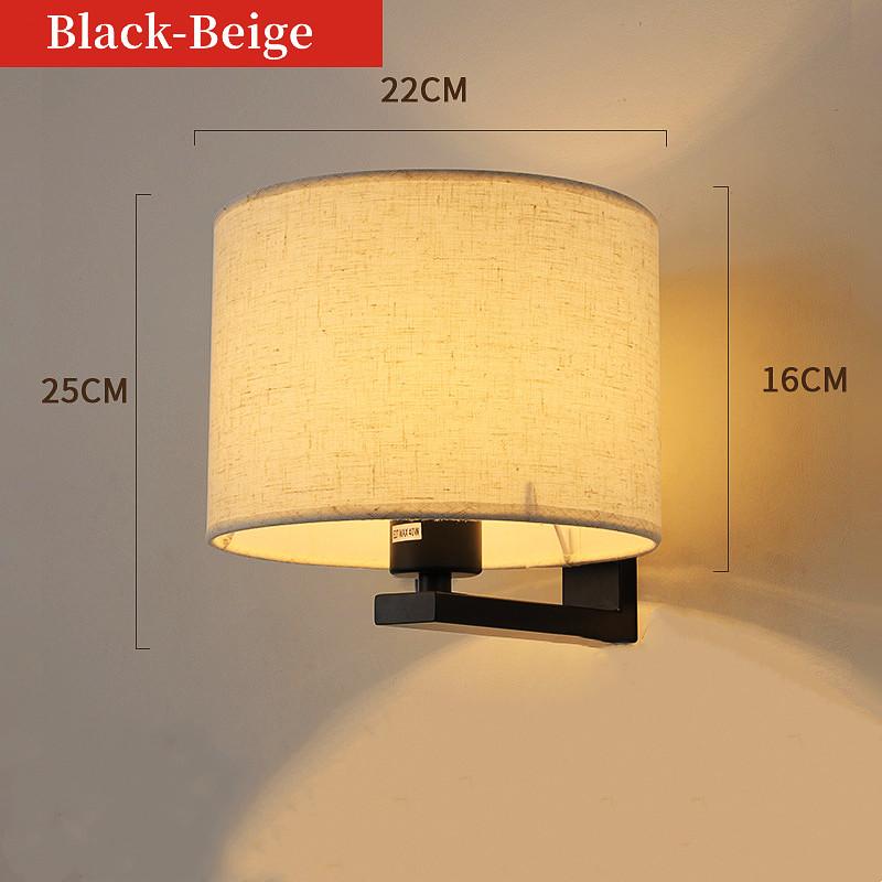 Современный светодиодный настенный светильник с лампой E27, круглая тканевая абажура, настенный бра, освещение для помещений, для отеля, спальни, прикроватной тумбочки, домашнего декора