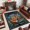 Forest Theme Crystal Velvet Floor Rug Personalized Custom Name Text Warm Carpet Home Decoration