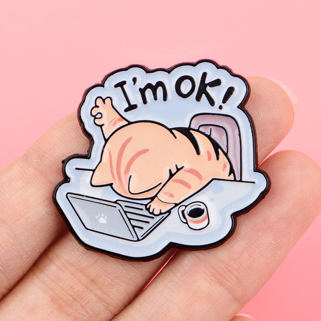 Work Cat Enamel Pin Office Quotes Brooch Pines Lapel Pins Badge on Backpack Clothing Accessories Animal Jewelry Friends Gifts
