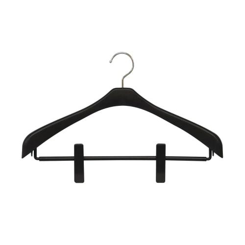 Shinko Hanger Basic Suit Hanger with Reverse Jacket Slim Clip 42, Black, Made in Japan, 360-Degree Rotating Hook, Skirt Pinch, Coat, Outerwear, Anti-S
