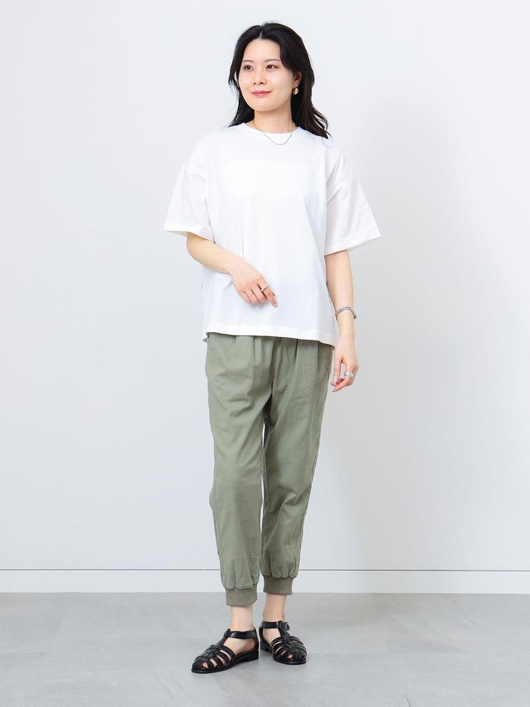 Beams Heart Linen Blend Dry Touch Jog Size M Women's Pants, Olive,
