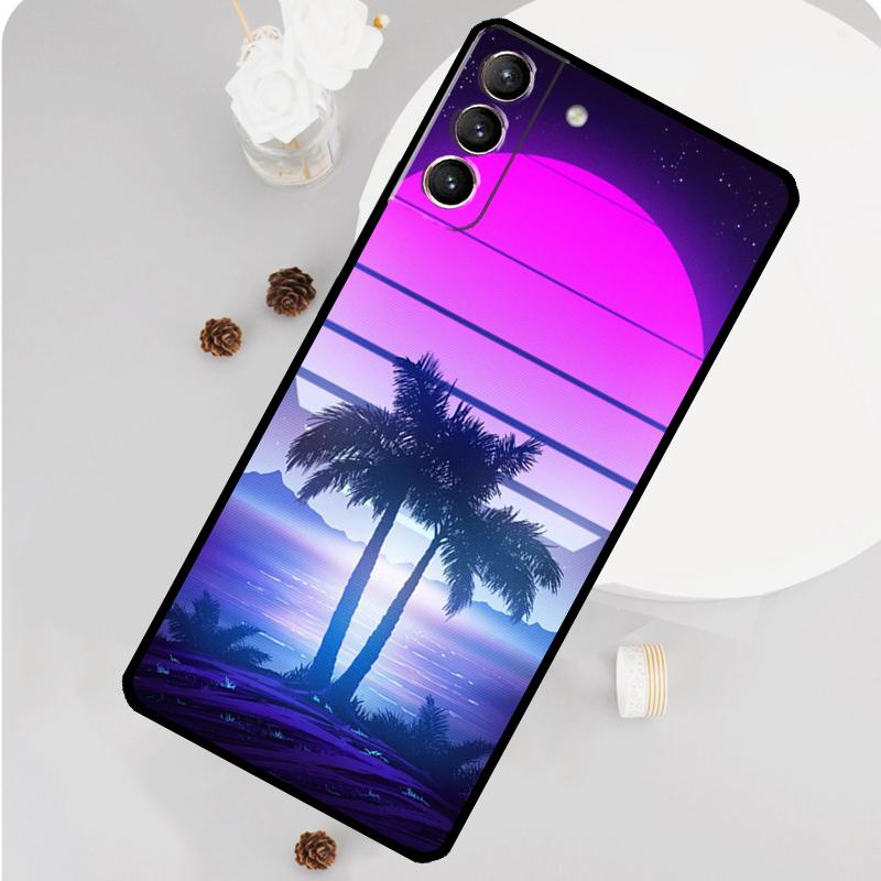 Чехол для телефона Retrowave Neon Palms Tree для Samsung Galaxy S26 S25 S24 S20 S21 S22 S23 Ultra S10 Plus S25 FE Funda Cover