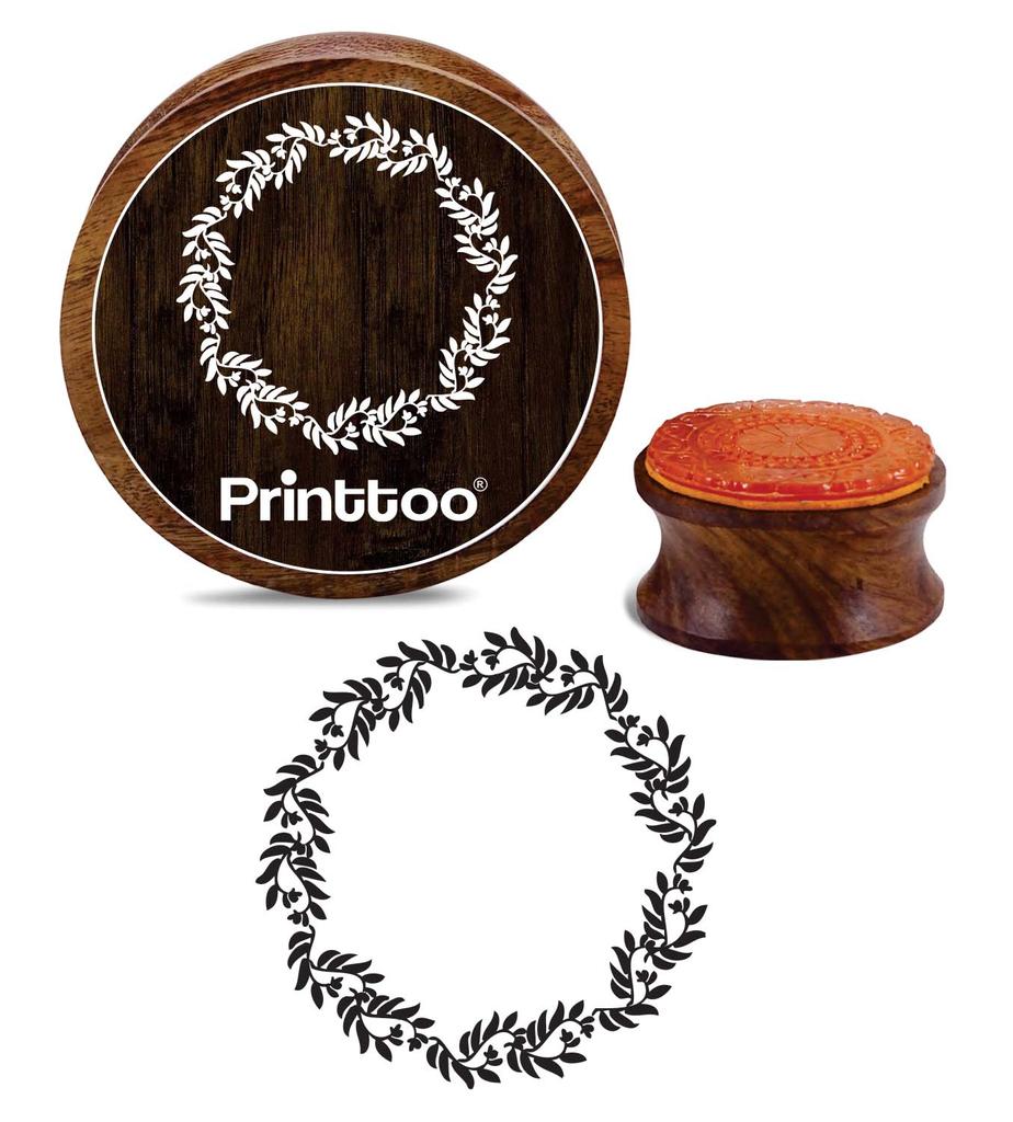 Printtoo Круглый цветочный венок Деревянный резиновый штамп Scrap-booking Craft Textile Stamps-3