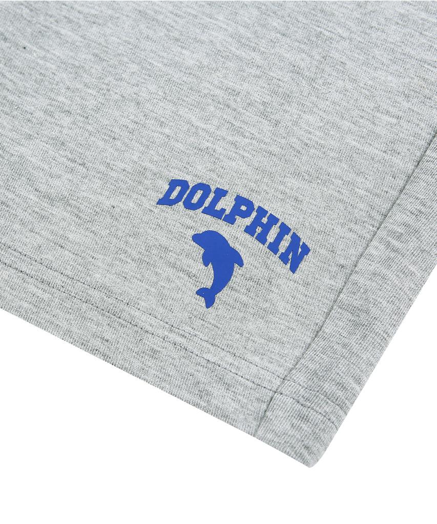 DOLPHIN WAVE APPAREL [2-Pack] Dolphin Arch Logo Silicone Print One-Pleat Sweat Shorts