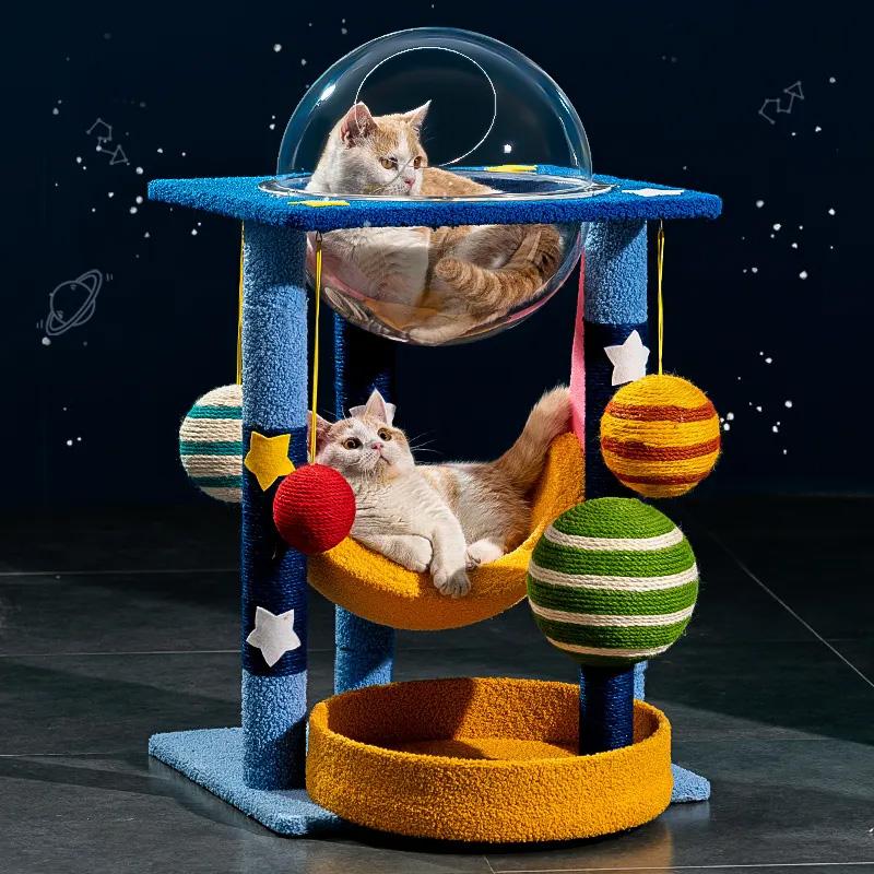 Современное Роскошное Дерево-Когтеточка для Кошек Оптом Товары для Животных Мебель Сизалевая Башня-Когтеточка Домик для Кошки Игрушка для Котенка Картонная