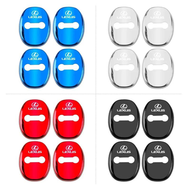 FIWB3 4pcs 3D Car Protect Door Lock Buckle Cover Stickers Accessories For Lexus Fsport IS300h NX300h RX400h ES350 GS300 UX GX470 LX570