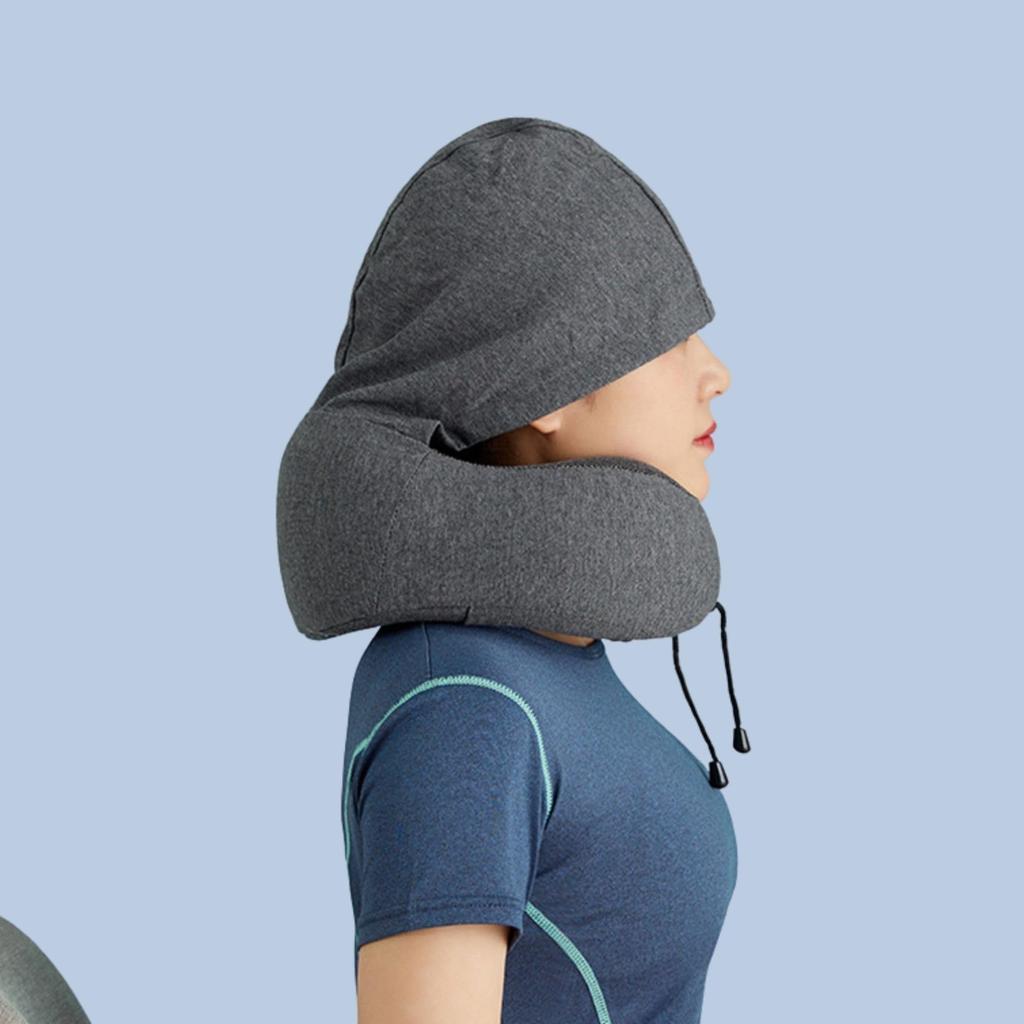 Morbido Hooded Neck Pillow for Night Business Convenient Take a Take a Hide Your Sleeping Neck Storage Bag Included Airplanes, Shinkansen, Buses,