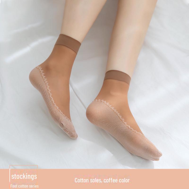Женские ультратонкие черные шелковые носки — устойчивые к зацепкам, хлопковая подошва, прозрачная середина, телесного цвета — идеально подходят для весны и лета.