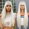 Synthetic Long Straight Wig With Bangs Natural Wig Heat Resistant Wigs For Girls Daily Party