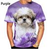Новая модная и милая футболка с принтом собаки Ши-цзы 3D для мужчин, летний повседневный топ с короткими рукавами и изображением животного