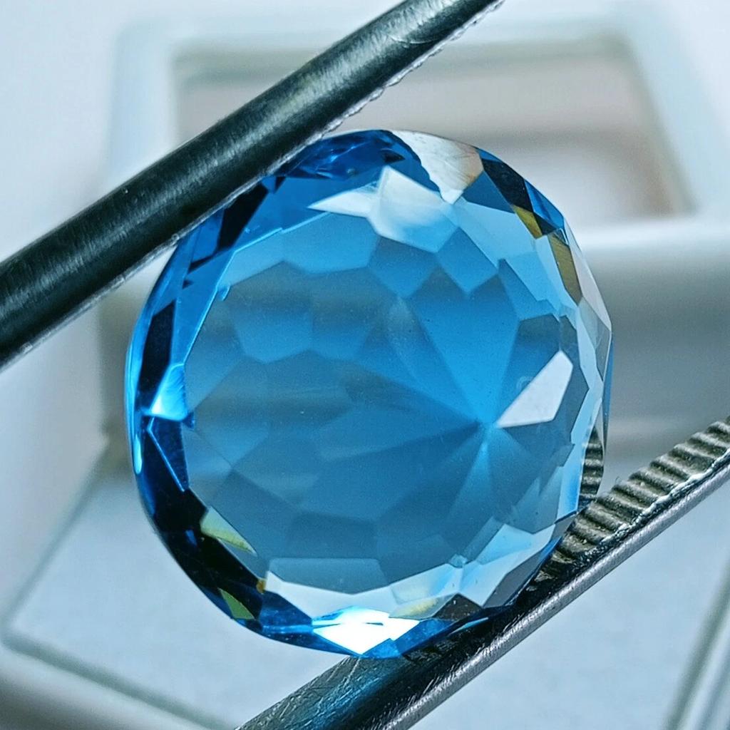 Rare Brazilian Blue Topaz Natural Round Cut 13 Ct+ Certified Loose Gemstone