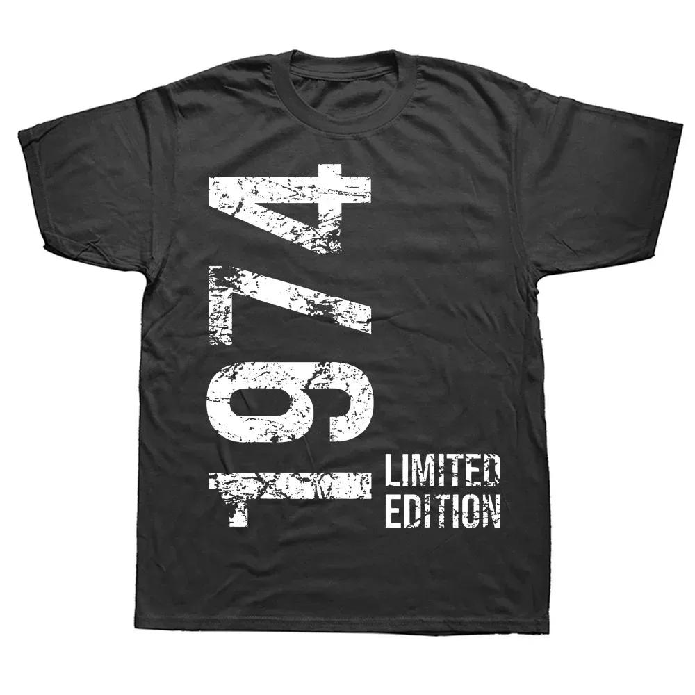 Футболки на годовщину дня рождения для мужчин и женщин, 1974, 50-летие, ограниченный тираж, винтажная хлопковая футболка, подарочные футболки с коротким рукавом