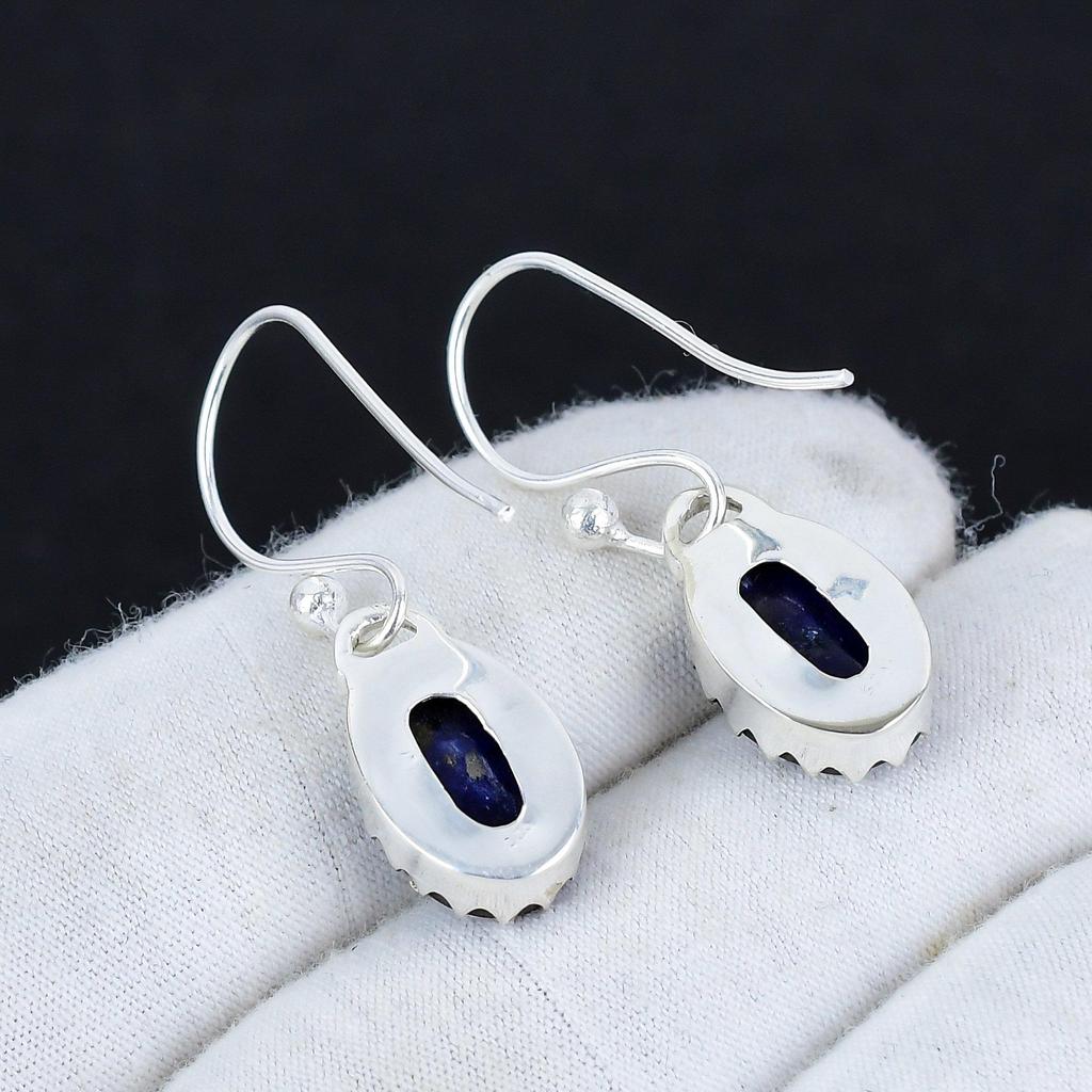 Blue Sapphire Gemstone 925 Sterling Silver Earring, Boho Silver Jewelry Dangle Earrings, Gifts For Wadding Gifts For Her