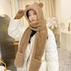 Hat Women's Bear Hat Scarf Gloves One Piece Winter Warmth Korean Style Versatile One Piece Pullover Hat