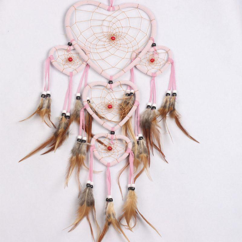 Heart Dream Catcher With Feathers Wall Car Room Hanging Decoration Ornament Craft MIT