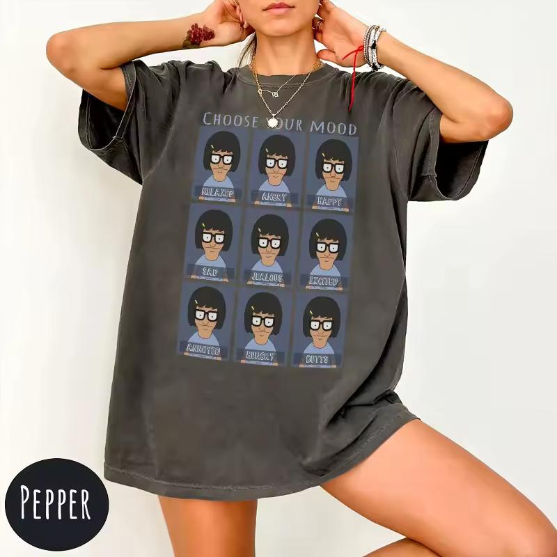 Tina Belcher Shirt: Bob's Burgers Unisex Tee, Choose Your Mood Summer unisex Loose and Breathable cotton T-shirt