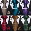 Barry.Wang Mens Necktie Tie Bar Set Jacquard Striped Silk Tie Pocket Square Cufflinks Set