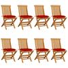 Day and Night - Day and Night Garden Chairs 8 Units Solid Teak with Red Cushions