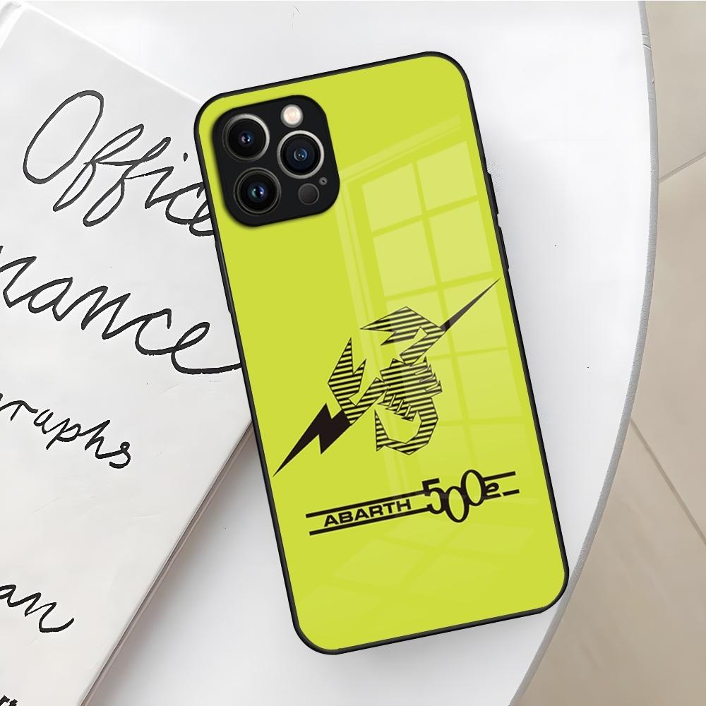 ABARTH Италия Чехол для телефона автомобиля для Iphone 16 15 14 12 11 13 Pro Max Mini X Xr Xs Se 8 Plus Стеклянный Чехол