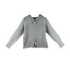 Women's Gray Zip-Up Hooded Knit Cardigan – Pure & Sexy Style, Autumn Short Sweater Top