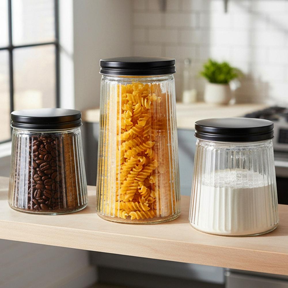 Glass Containers For Loose Products With Lid 1.4 L / 1 L / 700 Ml 3 Pcs.