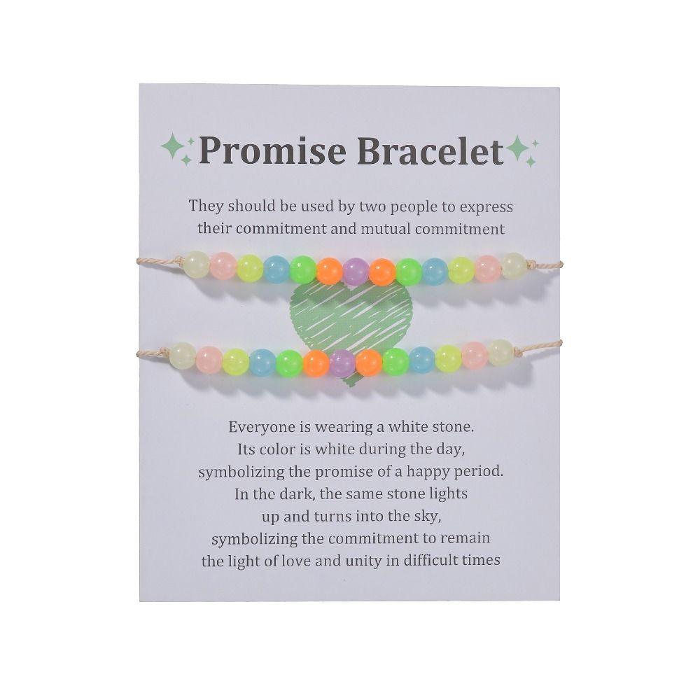 2Pcs/Set Glow in The Dark Luminous Bracelet Friendship Couple Bracelet Fashion Beads Braided Rope