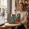 Vibrant Graffiti Geometric Casual Large Tote Bag for Daily Travel Shopping